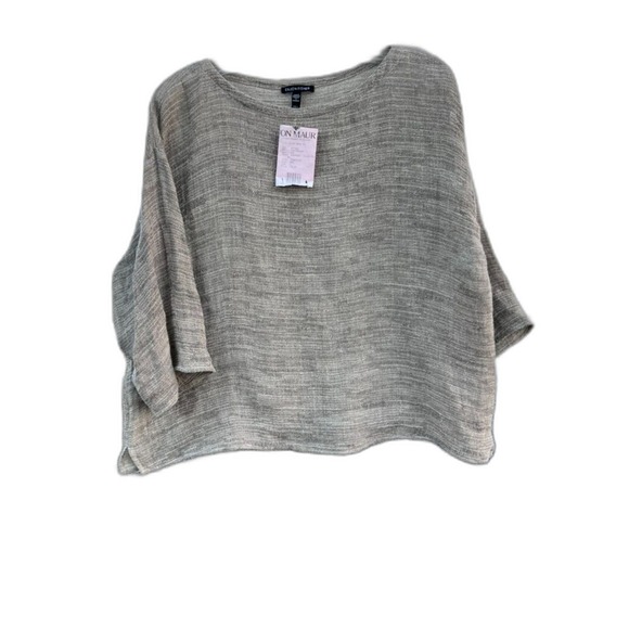 Eileen Fisher Tops - EILEEN FISHER WOMENS‎ TOP SIZE L ORGANIC LINEN/RECYCLED NYLON BLEND BOAT NECK